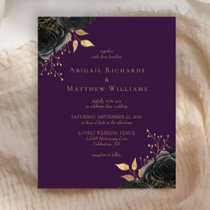 Orçamento Preto Dourado Floral Roxo Casamento