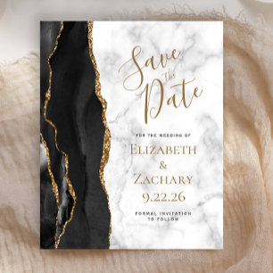 Orçamento Preto Dourado Save the Date de Mármore Á