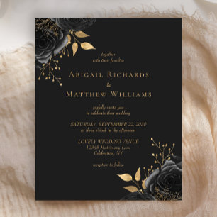 Orçamento Preto Floral Dourado Casamento Escuro