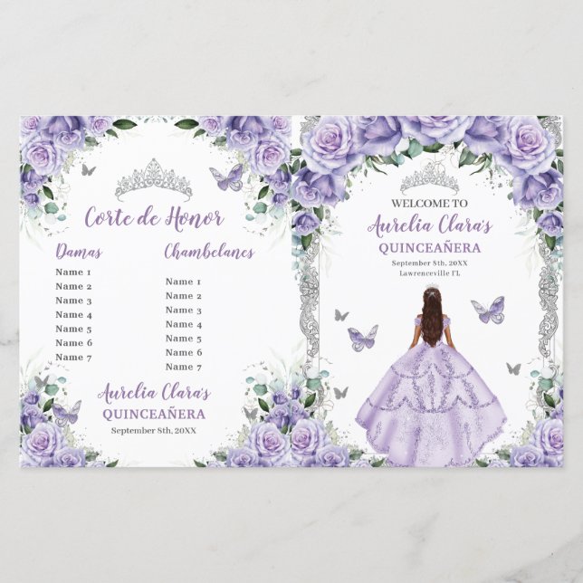 Orçamento Programa de Quinceanera Floral Lilás Rox (Frente)