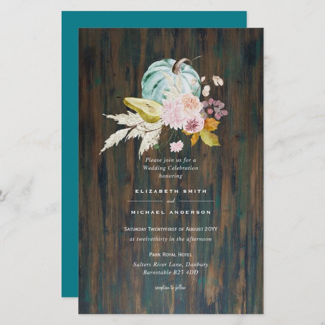 ORÇAMENTO Pumpkin FALL Ação de Graças Convite de c (Frente/Verso)