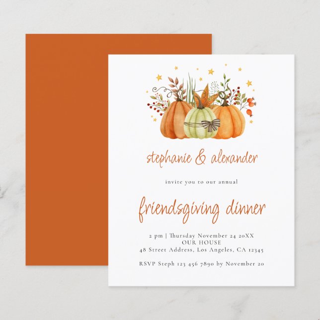 ORÇAMENTO Pumpkins Janta de Ação de Graças (Frente/Verso)