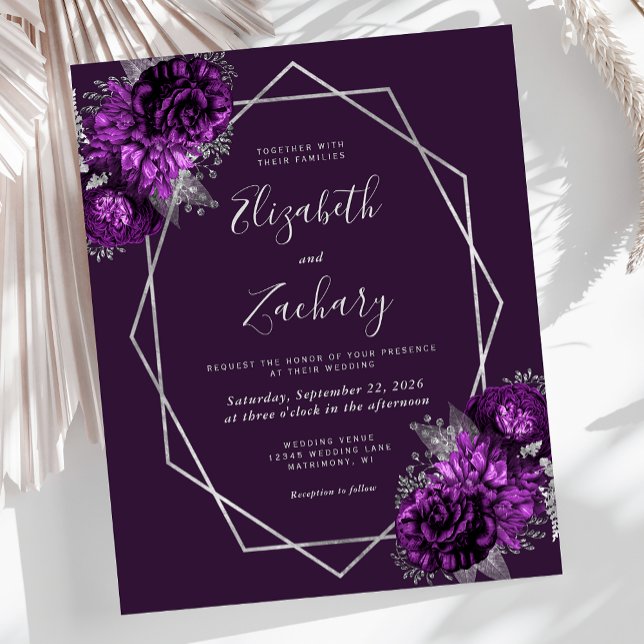 Orçamento Quadro de Prata Floral Roxo Casamento Am (Criador carregado)