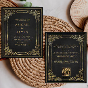 Orçamento Quadro Vintage Preto Dourado Código QR C