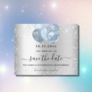 Orçamento Quinceanera azul prateado salvar a data