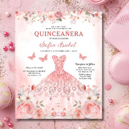 Orçamento Quinceañera Blush Borboleta Floral Rosa