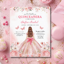 Orçamento Quinceañera Blush Rosa Rosa Rosa Floral