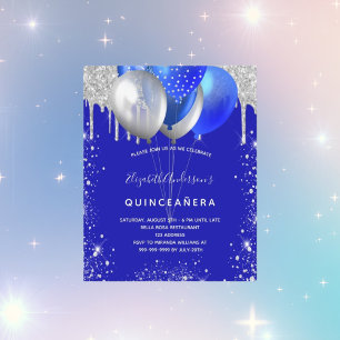 Orçamento Quinceanera convite real à prata azul