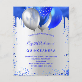 Orçamento Quinceanera convite real à prata azul