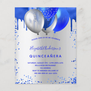 Orçamento Quinceanera convite real à prata azul