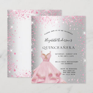 Orçamento Quinceanera, cor-de-rosa prateada pó