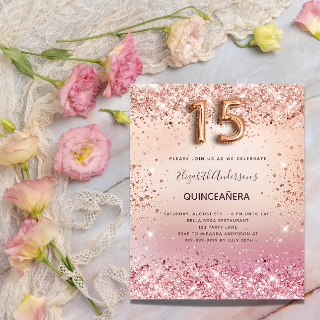 Orçamento Quinceanera cor-de-rosa rosa rosa pincel (Criador carregado)