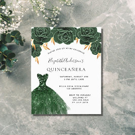 Orçamento Quinceanera emerald green gold vestido f