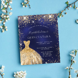 Orçamento Quinceanera marinho ouro azul convite