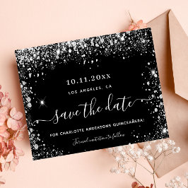 Orçamento Quinceanera negro prata salva a data