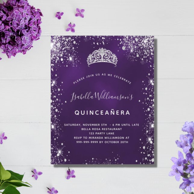 Orçamento Quinceanera prata púrpura tiara (Criador carregado)