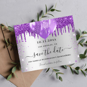 Orçamento Quinceanera prata roxa, exceto a data