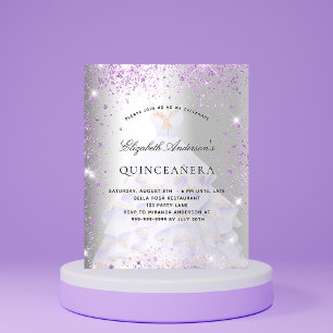 Orçamento Quinceanera prateada convite para vestid