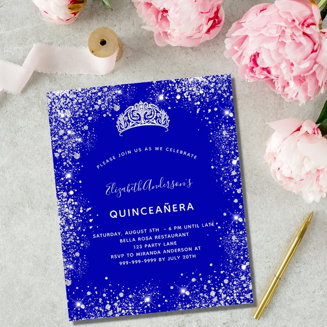 Orçamento Quinceanera real, azul-prata tiara (Criador carregado)