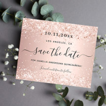 Orçamento Quinceanera rosa ouro, salvar a data