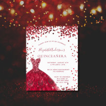 Orçamento Quinceanera vermelho convite para vestim