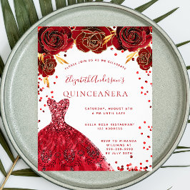 Orçamento Quinceanera vermelho convite para vestim