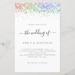 Orçamento Rainbow Glitter Weding White Invite