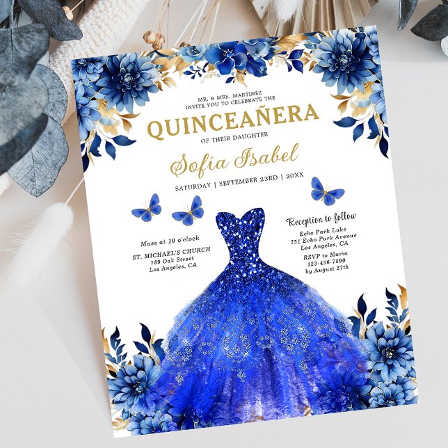 Orçamento Real Azul Bilíngue Espanhol Quinceanera (Criador carregado)