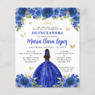Orçamento Real Blue Dourado Princesa Floral Quince