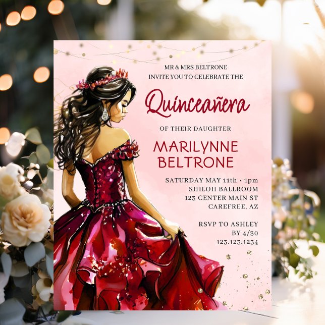 Orçamento Red Dourado Princesa Quinceañera (Criador carregado)