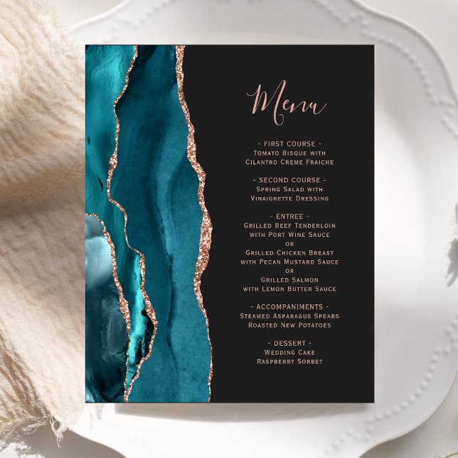 Orçamento Rosa Dourado Ágata Azul Casamento Menu (Criador carregado)
