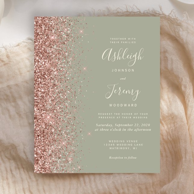 Orçamento Rosa Verde Dourado Glitter Casamento (Criador carregado)