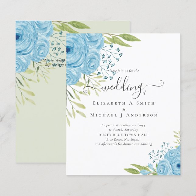 ORÇAMENTO  Rosas Azuis Empoeiradas Casamento Orçam (Frente/Verso)