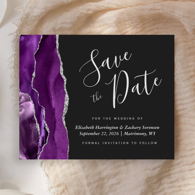 Orçamento Roxo Ágata Prata Casamento Salve a Data (Criador carregado)