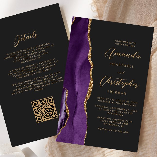 Orçamento Roxo Dourado Ágata Escuro Código QR Casa (Criador carregado)