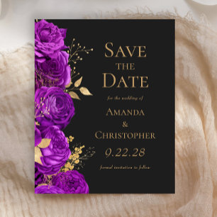 Orçamento Roxo Dourado Floral Escuro Salvar a Data