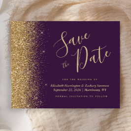 Orçamento Roxo Dourado Glitter Save the Date