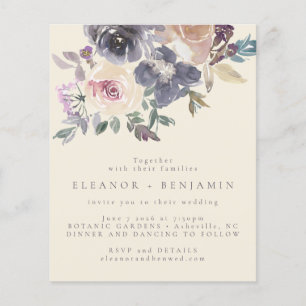 Orçamento Roxo Floral Aquarela Casamento Elegante 