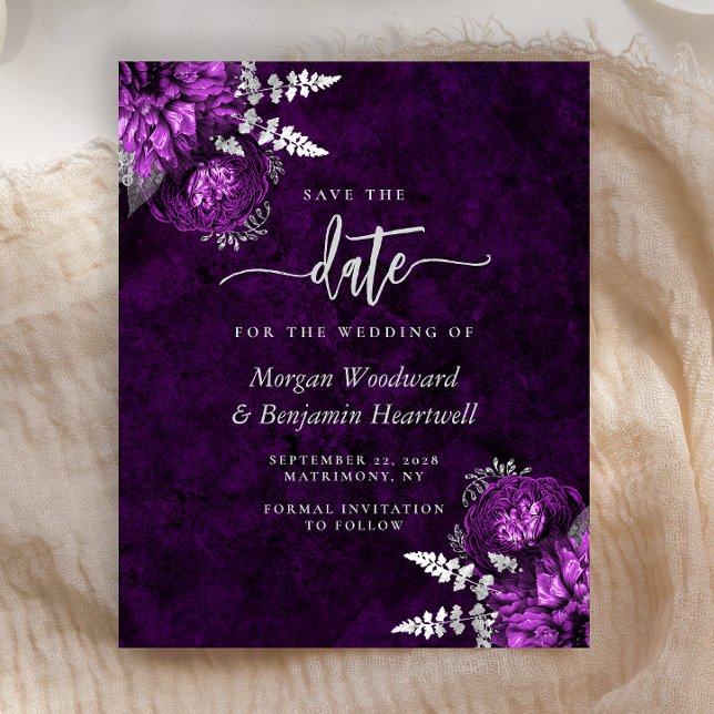 Orçamento Roxo Floral Prata Casamento Salve a Data (Criador carregado)