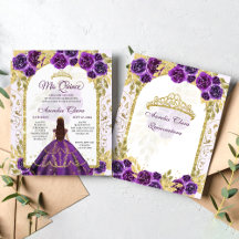 Orçamento Roxo Floral Princesa Dourada Quinceanera
