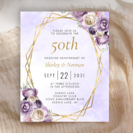 Orçamento Roxo Marfim Dourado Floral 50º Aniversár