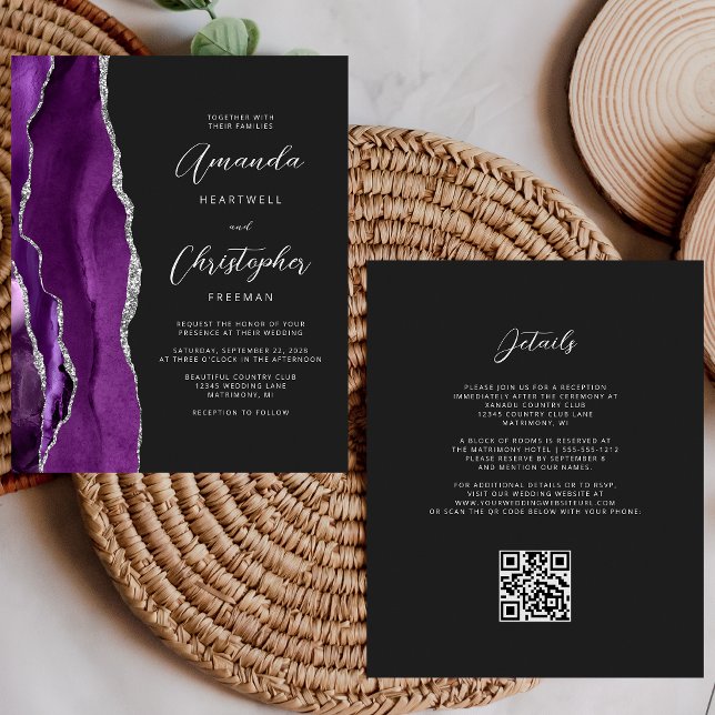 Orçamento Roxo Prata Ágata Escuro Código QR Casame (Criador carregado)