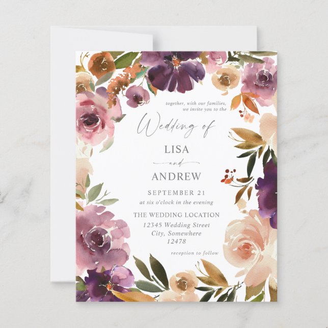 Orçamento Roxo & Rosa Floral Casamento V3 Grande (Frente)