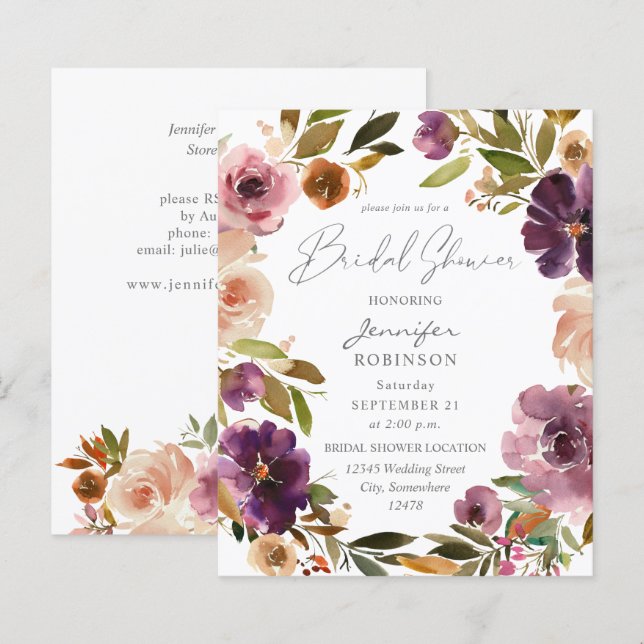 Orçamento Roxo & Rosa Floral Chá de Noiva V2 Grand (Frente/Verso)
