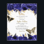 Orçamento Royal Blue Butterfly Sweet 16 Convite<br><div class="desc">Borboletas Douradas Vermelhos Vermelhos Legais Doce 16 Convite</div>