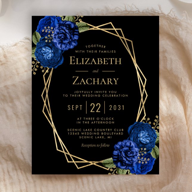 Orçamento Royal Blue Floral Dourado Preto Casament (Criador carregado)