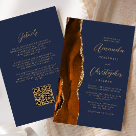Orçamento Rust Ouro Ágata Azul QR Code Casamento