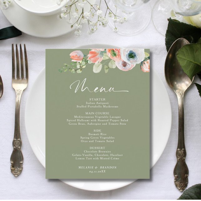 Orçamento Rustic Floral Sage Menu Green Weding (Criador carregado)