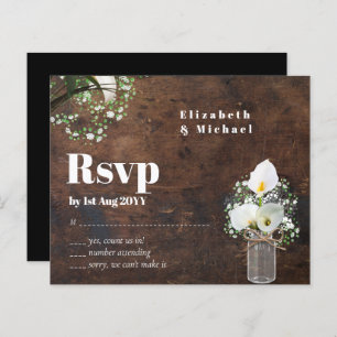 Orçamento Rustic White Calla Lily Wedding RSVP
