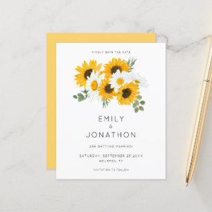 Orçamento Rústico Girassóis Amarelo Salvar Data